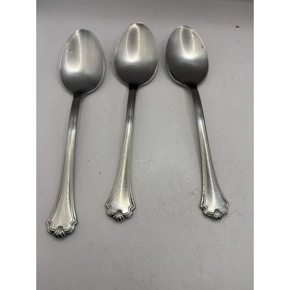 Set Of 3 Oneida USA Midtowne Oval Soup Spoons Stainless Steel Flatware 6 7/8
